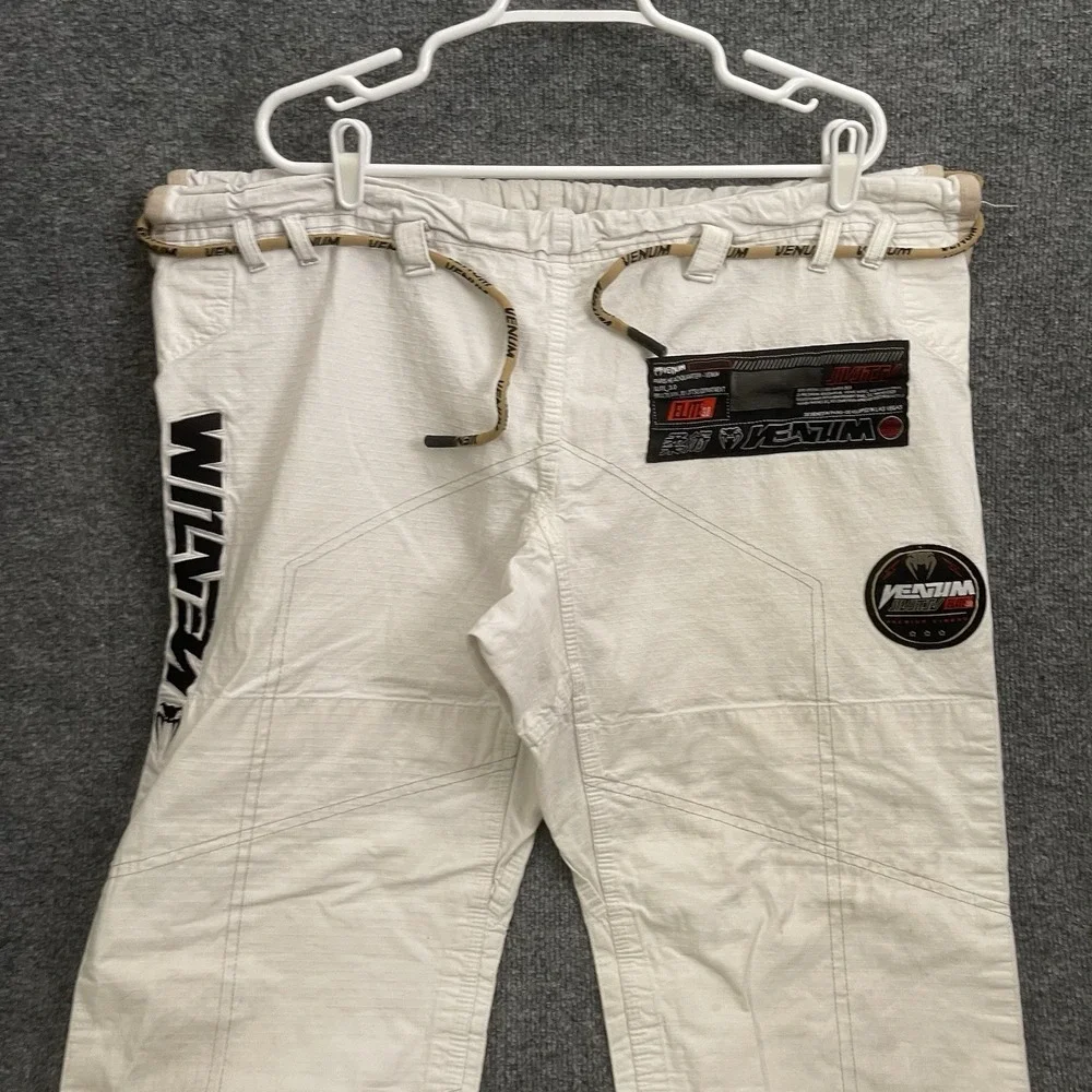 Venum BJJ Gi Pants Mens A4 White Red Ripstop Brazilian Jiu Jitsu Training MM